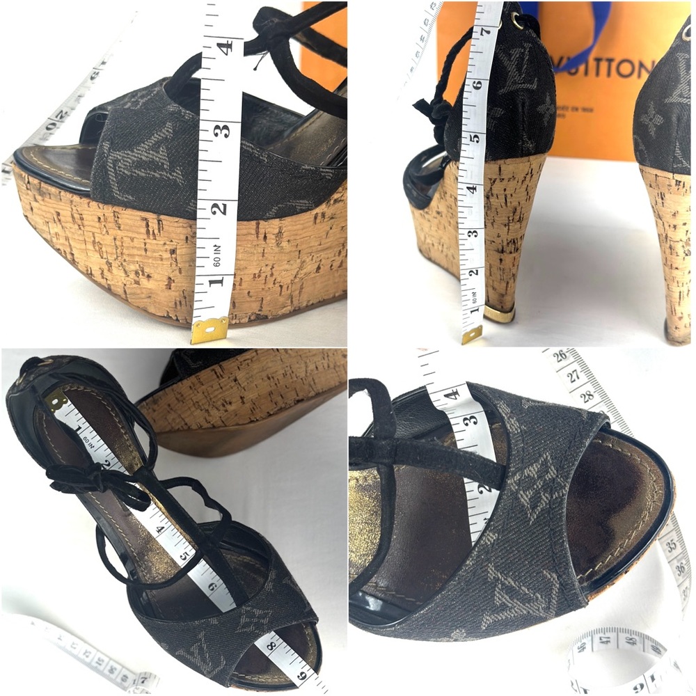 ❌SOLDX 💎Louis Vuitton Black Denim Wedges - Picture 12 of 16